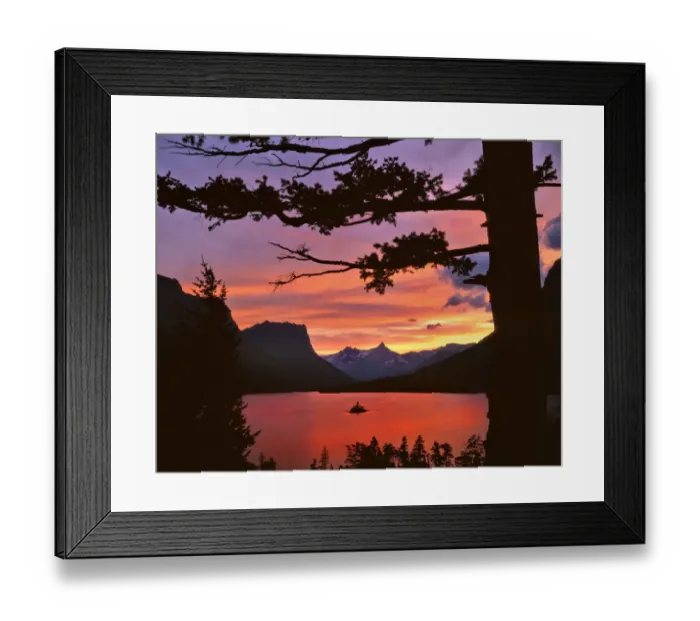 Framed Print : USA, Montana, Glacier National Park. Landscape of St Mary Lake at sunset. Credit as Framed Print : USA, Montana, Glacier National Park. Landscape of St Mary Lake at sunset. Credit as