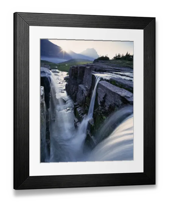 Framed Print : Triple Waterfall at Logan Pass in Glacier National Park in Montana Framed Print : Triple Waterfall at Logan Pass in Glacier National Park in Montana
