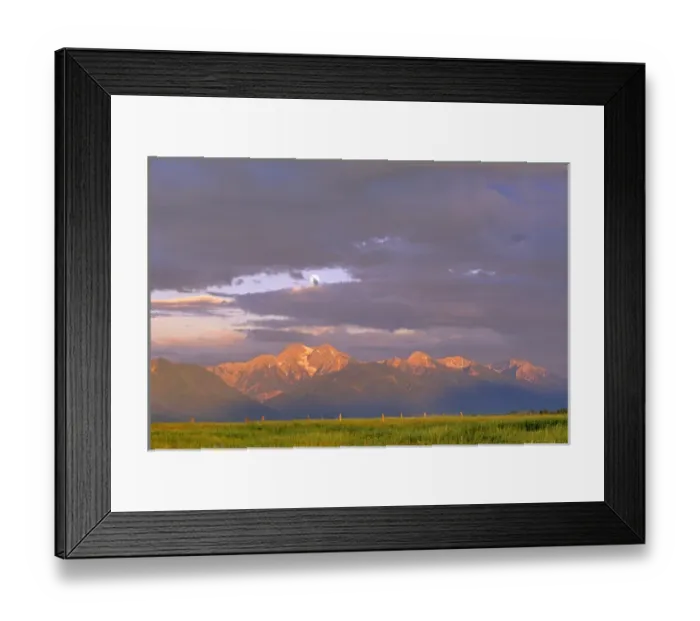 Framed Print : Moonrise Over Mission Mountains near Ronan Montana
