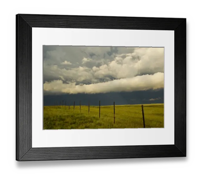 Framed Print : Fenceline during severe thunderstorm near Browning, Montana, USA Framed Print : Fenceline during severe thunderstorm near Browning, Montana, USA