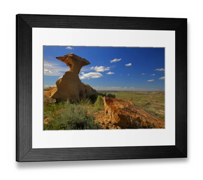 Framed Print : Sandstone spire in the badlands near Jordan, Montana, USA