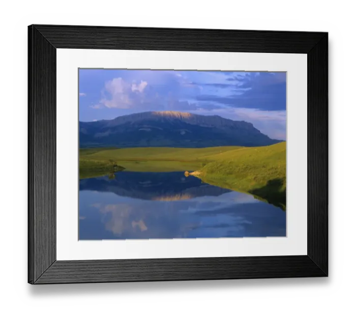 Framed Print : Castle Reef reflects into the Pishkun Canal along the Rocky Mountain Front in Montana Framed Print : Castle Reef reflects into the Pishkun Canal along the Rocky Mountain Front in Montana