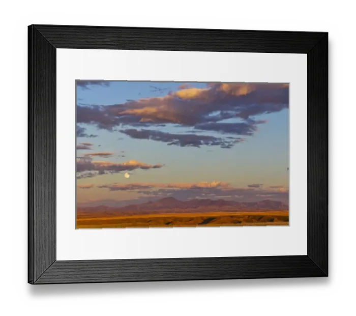Framed Print : Full moon rises above the Highwood Mountains near Great Falls, Montana, USA