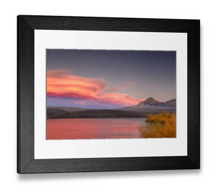 Framed Print : Lenticular clouds form over Divide Mountain and St Mary Lake in Glacier National Park