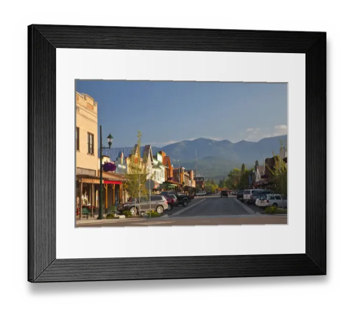 Framed Print : Central Avenue in downtown Whitefish, Montana, USA Framed Print : Central Avenue in downtown Whitefish, Montana, USA