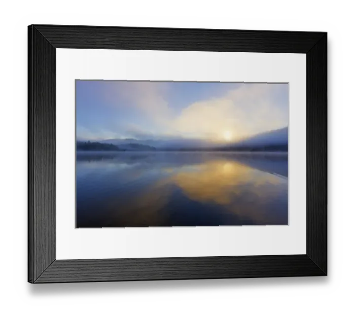 Framed Print : Foggy sunrise over Beaver Lake in the Stillwater State Forest near Whitefish, Montana Framed Print : Foggy sunrise over Beaver Lake in the Stillwater State Forest near Whitefish, Montana