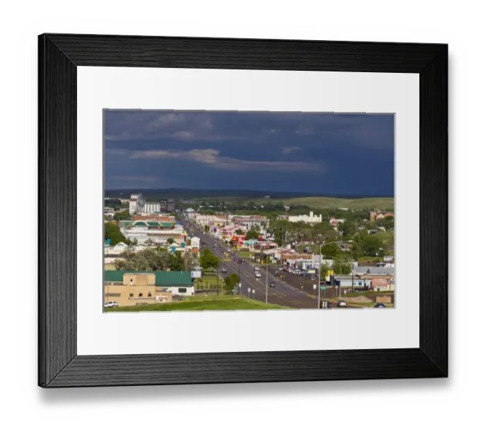 Framed Print : Looking down onto the town of Havre after a passing thunderstorm in Havre, Montana, USA