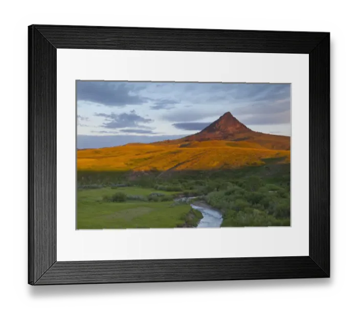 Framed Print : Elk Creek runs below Haystack Butte at first light near Augusta, Montana, USA Framed Print : Elk Creek runs below Haystack Butte at first light near Augusta, Montana, USA