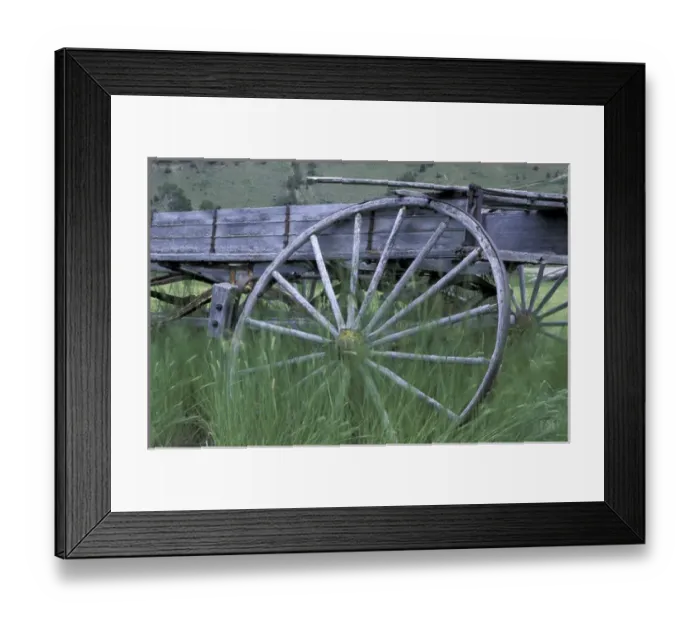 Framed Print : NA, USA, Montana Wrecked wooden wagon