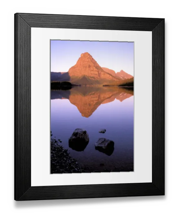 Framed Print : North America, USA, Montana, Glacier National Park. Sinopah Mountain reflected in Framed Print : North America, USA, Montana, Glacier National Park. Sinopah Mountain reflected in