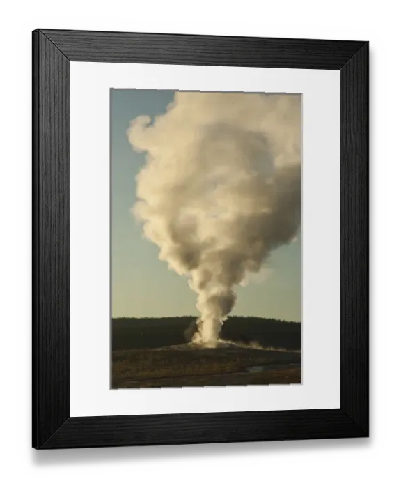 Framed Print : North America, USA, Montana, Yellowstone NP, Old Faithful Geyser at Sunrise