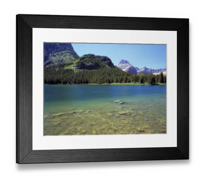 Framed Print : USA, Montana, Glacier NP. Swiftcurrent Lake offers a variety of colors to please