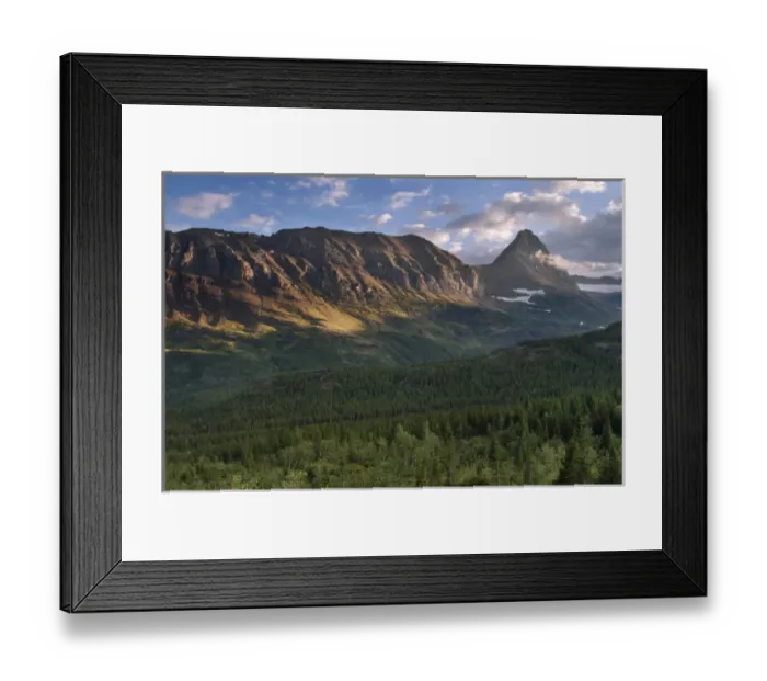 Framed Print : Distant mountain enclosed in clouds, Waterton Glacier International Peace Park, USA