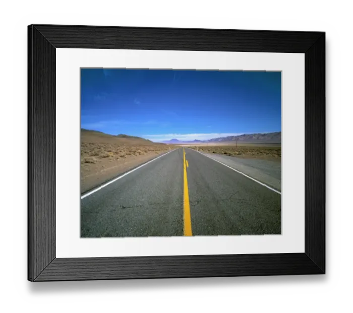 Framed Print : USA, Nevada, Lerlach. Highway 447 near Gerlach in Nevada runs through a desolate