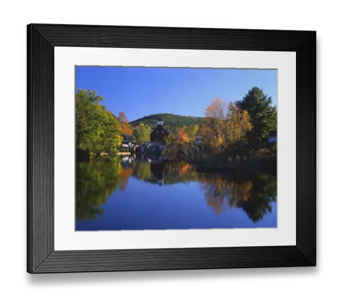Framed Print : USA, New Hampshire, Ashland. Old grist mill building reflecting in pond. Credit as Framed Print : USA, New Hampshire, Ashland. Old grist mill building reflecting in pond. Credit as