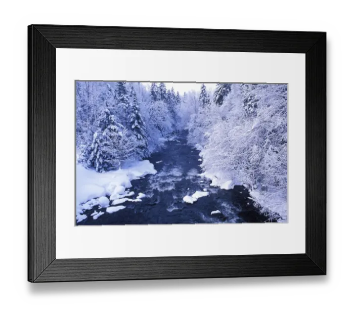 Framed Print : Fresh snow and the Connecticut River between First and Second Connecticut Lakes. Northern Forest Framed Print : Fresh snow and the Connecticut River between First and Second Connecticut Lakes. Northern Forest