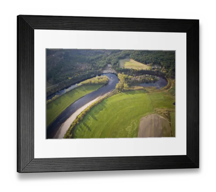 Framed Print : An aerial view of farms and the Connecticut River in Maidstone, Vermont and Stratford Framed Print : An aerial view of farms and the Connecticut River in Maidstone, Vermont and Stratford