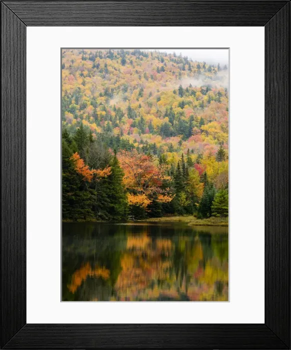 Framed Print : Ammonoosuc Lake in fall in New Hampshires White Mountains. White Mountain National