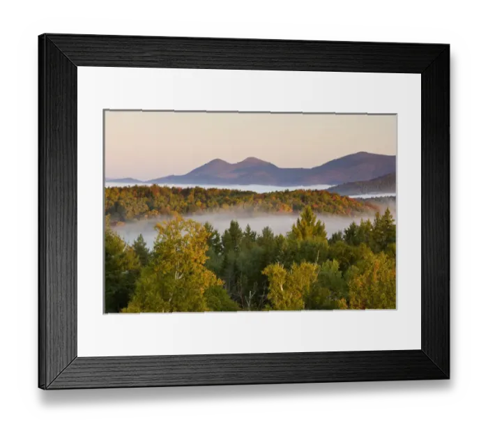 Framed Print : Morning fog and the Percy Peaks as seen from the fire tower at Milan Hill State Park in Milan Framed Print : Morning fog and the Percy Peaks as seen from the fire tower at Milan Hill State Park in Milan