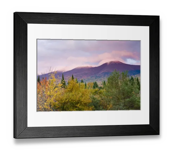 Framed Print : Fall foliage in New Hampshires White Mountains. The southern Presidential range