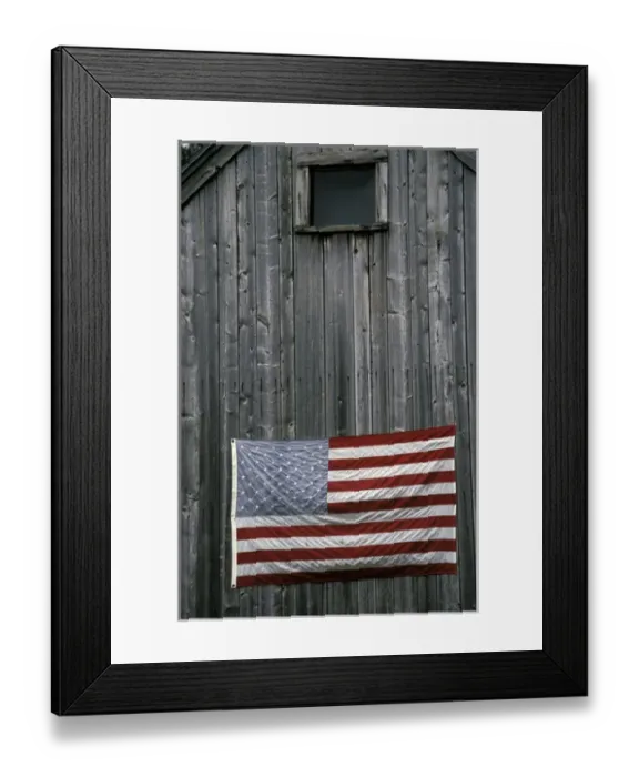 Framed Print : North America, United States, New England. American Flag on barn Framed Print : North America, United States, New England. American Flag on barn