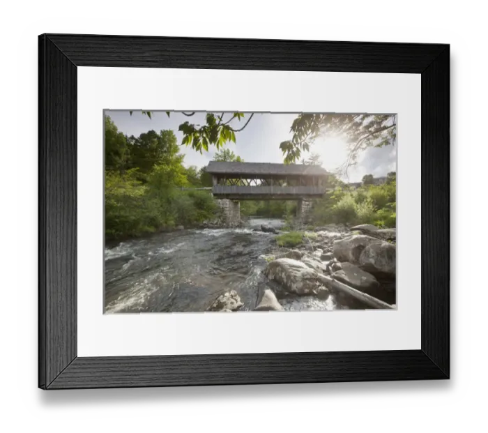 Framed Print : USA, New Hampshire, Lebanon, Packard Hill Covered Bridge across Mascoma River Framed Print : USA, New Hampshire, Lebanon, Packard Hill Covered Bridge across Mascoma River