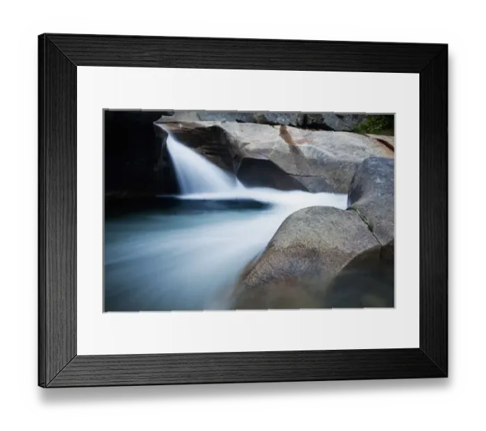 Framed Print : USA, New Hampshire, Lincoln, Blurred water flowing over granite stones on Pemigewasset