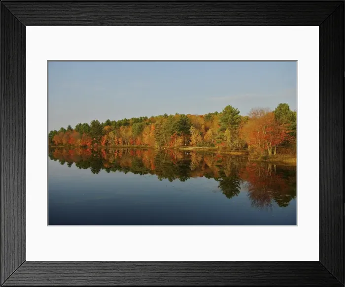Framed Print : North America, USA, New Hampshire, Marlow. Autumn scenery reflected in a pond