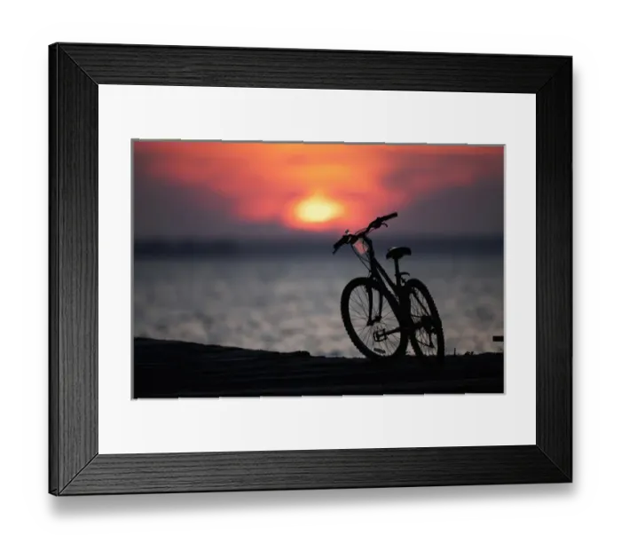 Framed Print : USA, New Jersey, Seaside Park, Silhouette of bicycle at sunset Framed Print : USA, New Jersey, Seaside Park, Silhouette of bicycle at sunset