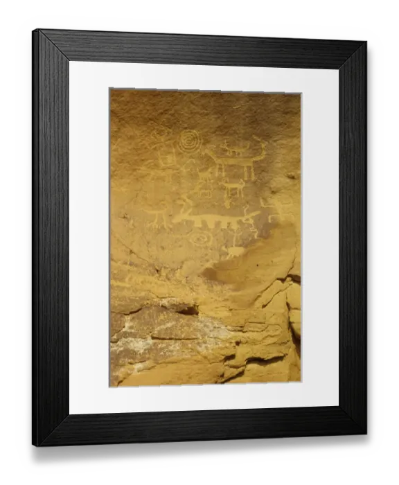 Framed Print : New Mexico: Chaco Canyon, Anasazi Una Vida ruin petroglyphs, October Framed Print : New Mexico: Chaco Canyon, Anasazi Una Vida ruin petroglyphs, October