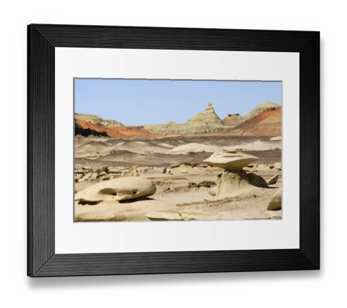 Framed Print : Mushroom and Pinacles in Bisti Wilderness Badlands, New Mexico Framed Print : Mushroom and Pinacles in Bisti Wilderness Badlands, New Mexico