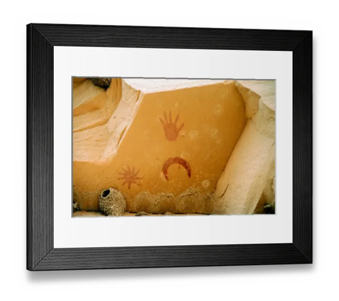 Framed Print : Pictograph near Penasco Blanco ruin in Chaco Canyon N. M. thought to represent A Framed Print : Pictograph near Penasco Blanco ruin in Chaco Canyon N. M. thought to represent A
