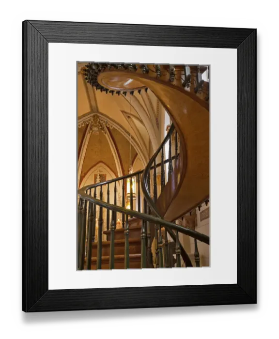 Framed Print : Unnique spiral wooden staircase in historic Lorretto Chapel in Santa Fe New Mexico Framed Print : Unnique spiral wooden staircase in historic Lorretto Chapel in Santa Fe New Mexico
