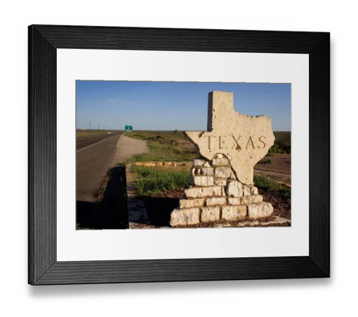 Framed Print : North America, USA, Texas state line bordering New Mexico on U. S. Highway 285 Framed Print : North America, USA, Texas state line bordering New Mexico on U. S. Highway 285