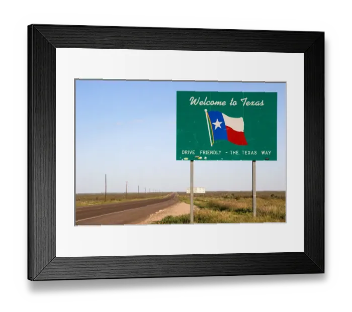 Framed Print : North America, USA, Texas state line bordering New Mexico on U. S. Highway 285 Framed Print : North America, USA, Texas state line bordering New Mexico on U. S. Highway 285