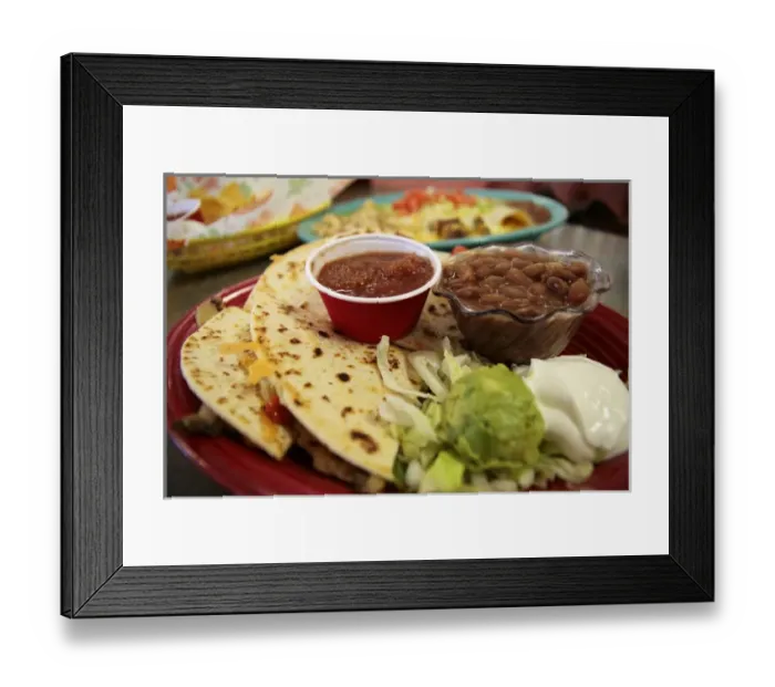 Framed Print : Santa Fe, New Mexico, United States. Typical Southwestern food. Quesadillas with sides Framed Print : Santa Fe, New Mexico, United States. Typical Southwestern food. Quesadillas with sides
