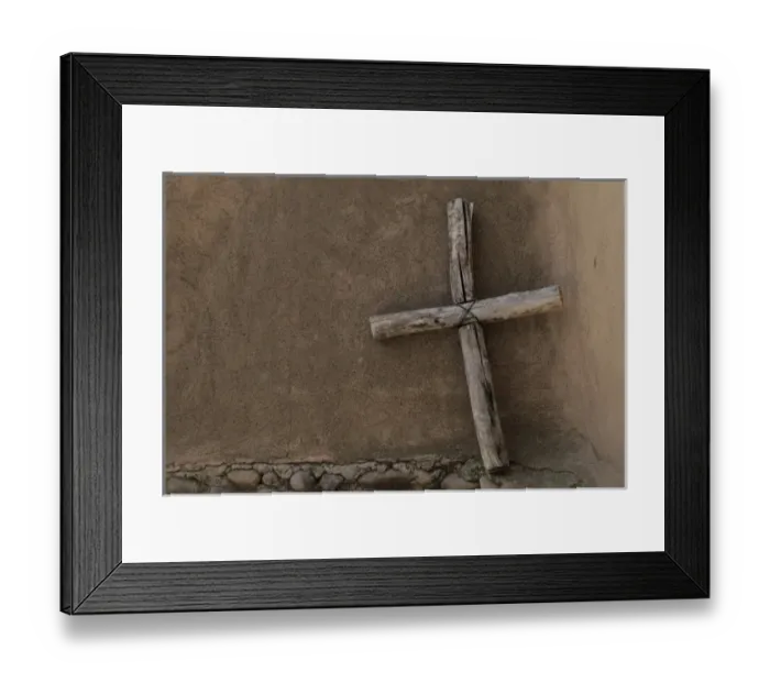 Framed Print : Chimayo, New Mexico, United States. Crosses are abundant at the holy santuario in
