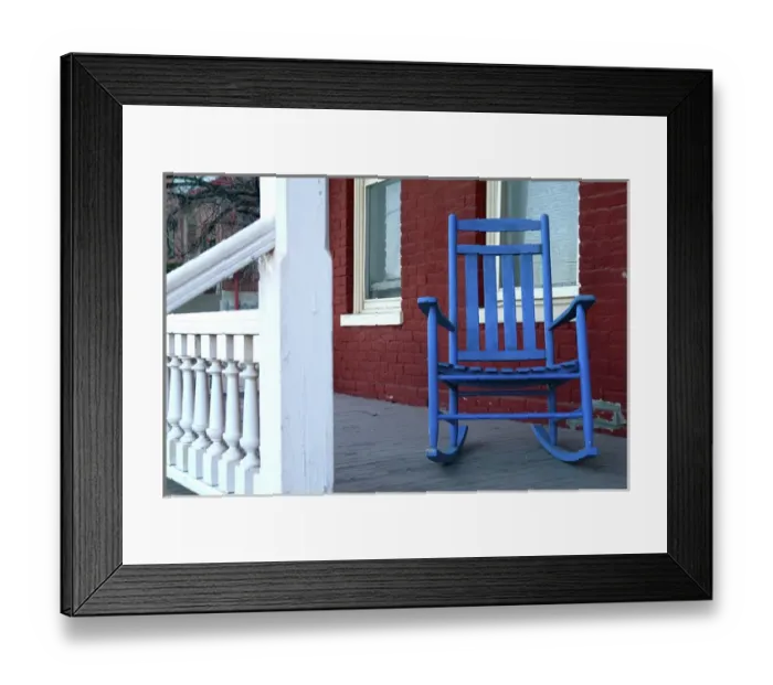 Framed Print : Silver City, New Mexico, United States. Old blue rocker on porch
