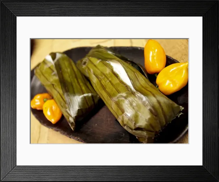 Framed Print : Santa Fe, New Mexico, United States. Traditional food from Cameroon. Ngosi pudding