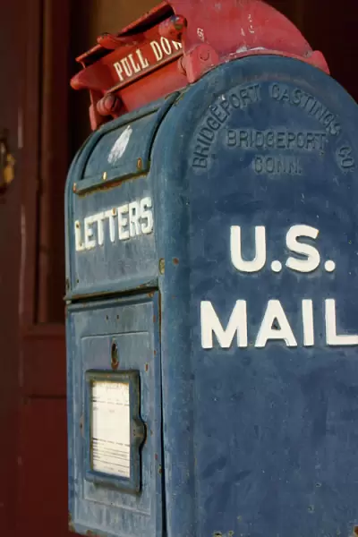 Lincoln, New Mexico, United States. Old mailbox at the Lincoln post office