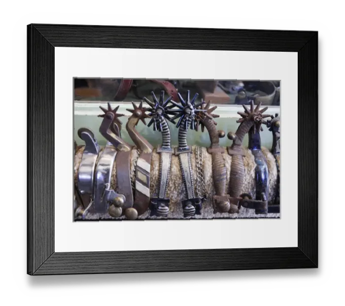Framed Print : Santa Fe, New Mexico, United States. Antique cowboy spurs Framed Print : Santa Fe, New Mexico, United States. Antique cowboy spurs