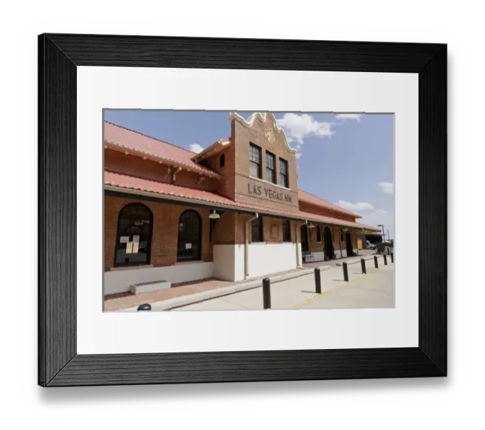 Framed Print : Las Vegas, New Mexico, United States. Train Station, California Mission Revival style Framed Print : Las Vegas, New Mexico, United States. Train Station, California Mission Revival style