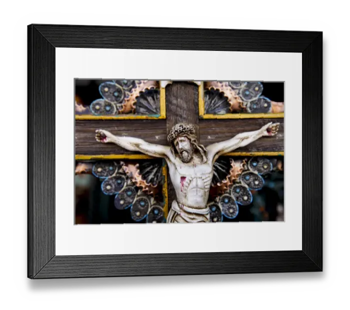 Framed Print : Santa Fe, New Mexico, United States. Spanish Market. Jesus carved from elk bone Framed Print : Santa Fe, New Mexico, United States. Spanish Market. Jesus carved from elk bone
