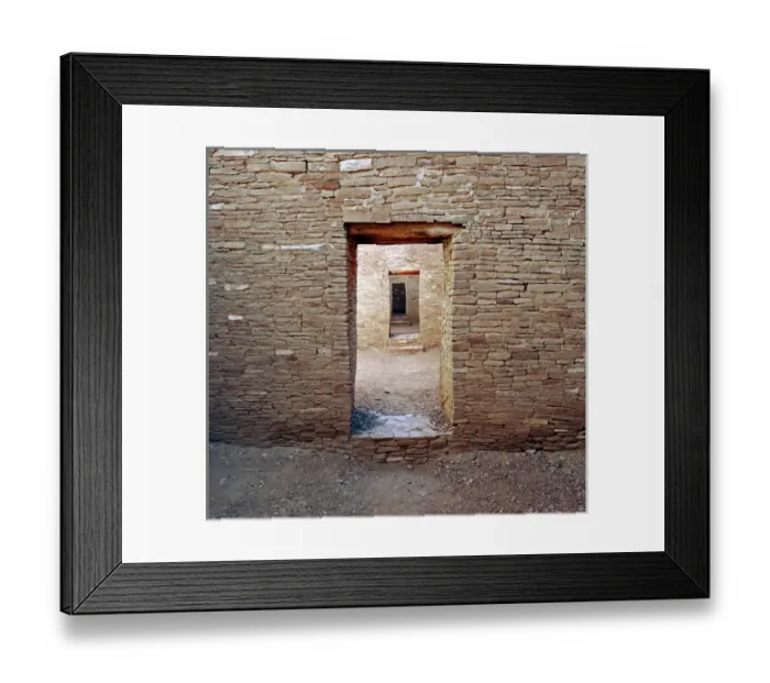 Framed Print : USA, New Mexico, Chaco Culture National Historical Park. Doors at Pueblo Bonito in