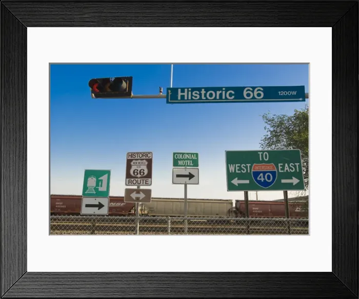 Framed Print : New Mexico. Road sign along historic Route 66 New Mexico Framed Print : New Mexico. Road sign along historic Route 66 New Mexico