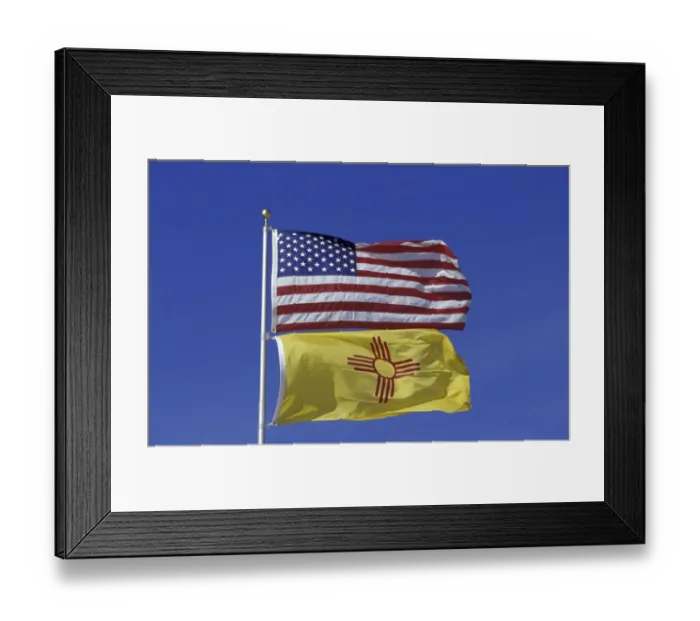 Framed Print : NA, USA, New Mexico United States and New Mexico flags