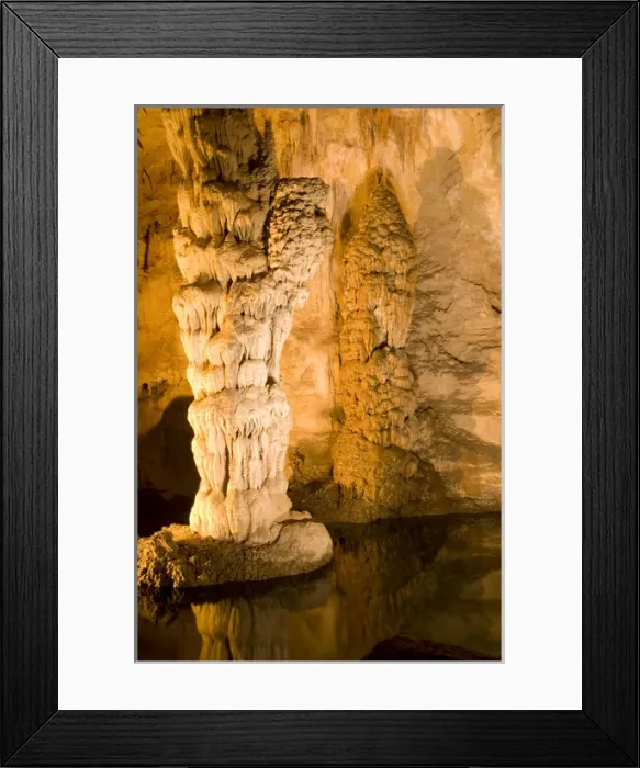 Framed Print : Column formations in the 8. 2-acre Big Room cave, 750 feet into the Earth, Carlsbad