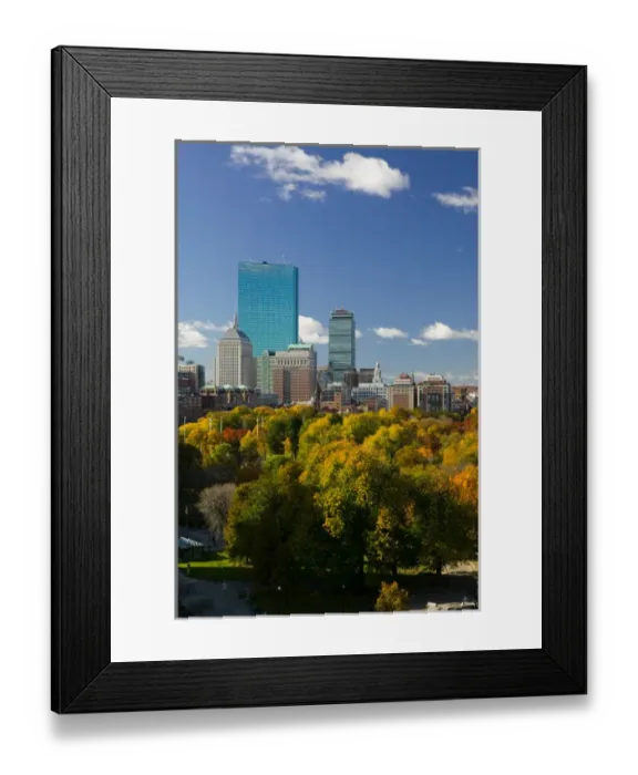 Framed Print : USA-Massachusetts-Boston: Office Buildings of the Back Bay and Boston Common / Autumn Framed Print : USA-Massachusetts-Boston: Office Buildings of the Back Bay and Boston Common / Autumn