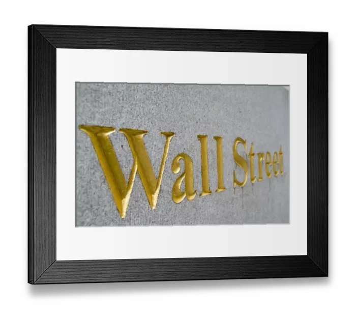 Framed Print : Gold letters on Wall Street in New York City USA Framed Print : Gold letters on Wall Street in New York City USA