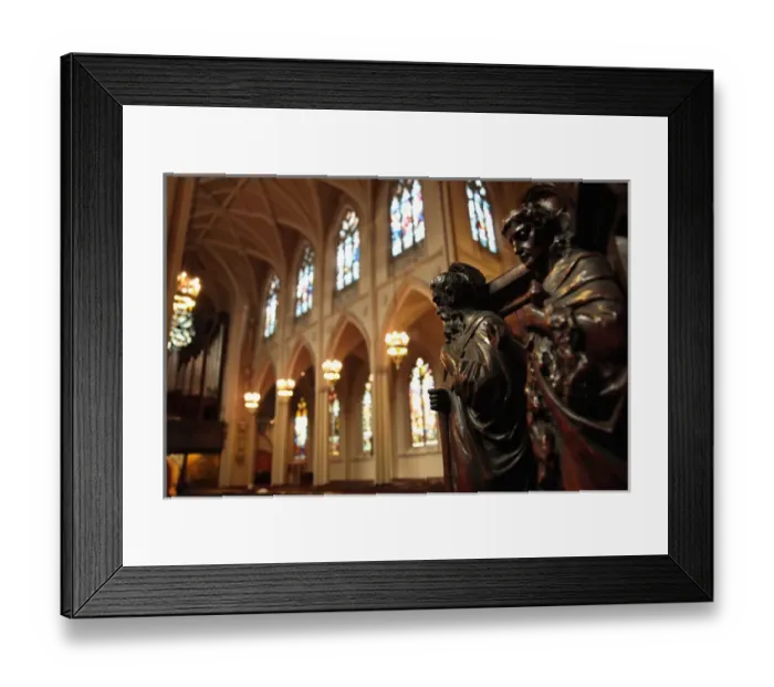 Framed Print : USA. New York. New York City. Wood carved pulpit in Gothic style Grace Church on Broadway